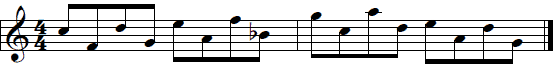 First piano note example with fifths